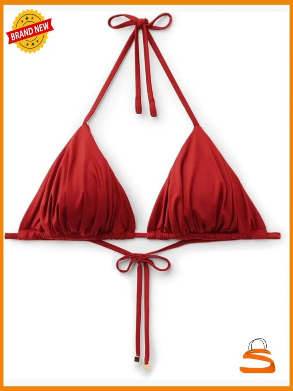 X-Small Push-Up Triangle Bikini Top with Removable Padding, Shiny Satin